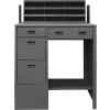 Durham Pedestal Shop Desk SFWS-392955-95 - 4 Drawers & Shelf 39"W x 29"D x 55-5/8"H - Gray