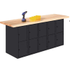 Diversified Spaces Wall, Island Workbench, 10 Vertical Lockers, 72"W x 24"D, Black