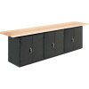 Diversified Spaces Wall, Island Workbench, 3 Cabinets, 120"W x 24"D, Black