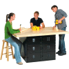 Diversified Spaces 4 Station Workbench, 12 Vertical Lockers, 64"W x 54"D, Black