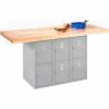 Diversified Spaces 2 Station Workbench, 6 Vertical Lockers, 64"W x 28"D, Gray