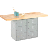 Diversified Spaces 2 Station Workbench, 2 Vise, 6 Horizontal Lockers, 64"W x 28"D