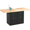 Diversified Spaces 2 Station Workbench, 6 Horizontal Lockers, 64"W x 28"D, Black
