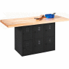 Diversified Spaces 2 Station Workbench, 6 Vertical Lockers, 64"W x 28"D, Black