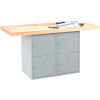 Diversified Spaces 2 Station Workbench, 1 Vise, 4 Horizontal Lockers, 64"Wx28"Dx33-1/4"H