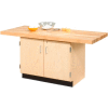 Diversified Spaces 2 Station Single Faced Workbench, 1 Cabinet, 64"W x 28"D, Tan