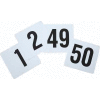 Numéros de table Winco TBN-50, 1-50, 3-3/4"W, 4"H, Plastique, Numéros des deux côtés, 50/Pk