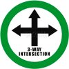 Durastripe 12" Round Sign - 3-Way Intersection