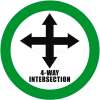 Durastripe 12" Round Sign - 4-Way Intersection