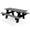 Global Industrial™ 6 ft. Recycled Plastic A-Frame Rectangular Picnic Table - Gray