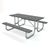 Table de™ pique-nique rectangulaire Industrielle Mondiale de 6', Plastique Recyclé, Gris