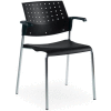 Global™ Stacking Chair with Arms - Plastic - Black - Sonic Series