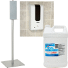 Global Industrial Automatic Hand Sanitizer Dispenser Starter Kit w/Stand, 4 x 3.78 L Bottles