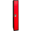 Hallowell® 1-Tier 1 Door Tie Locker, 12"L x 18"P x 72"H, Noir/Rouge, Non assemblé