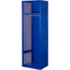 Hallowell® Casier à engrenages soudés avec étagère supérieure, 24 « L x 24 » P x 72 « H, bleu, assemblé
