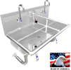 BSM Inc. Stainless Steel Sink, 2 Stations w/Knee Valve Operated Faucets, 36?g L X 20?g W X 8?g D