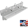 BSM Inc. Stainless Steel Sink, 3 Station w/Electronic Faucets, Wall Brackets 72"L X 20"W X 8"D