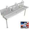 BSM Inc. Stainless Steel Sink, 3 Station w/Electronic Faucets, straight Legs 72"L X 20"W X 8"D