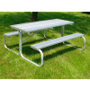 Table de pique-de 10 'w / planches d’aluminium anodisé et cadre en aluminium, gris