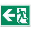 Exit Running Man Left Sign 14"W x 10"H, Semi-Rigid Plastic