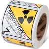 INCOM® TDG Labels, Matières radioactives, classe 7.2, papier, 4"L x 4"W, blanc/jaune, rouleaux de 500