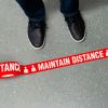 INCOM® MAINTAIN DISTANCE Floor Tape, 2-1-4"W x 54'L, Red, 1 Roll, WPT115