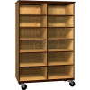 Cabine de bois mobile Cabinet, 10 tablettes, ouverte devant, 48 x 22-1/4 x 72, érable/noir