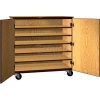 Fourre-tout plateau Mobile armoire bois, porte pleine, 48 "W x 22-1/4 « D x 48 » H, chêne naturel/marron