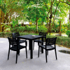 Siesta Artemis Ensemble de salle à manger d’extérieur 5 pièces, table de 31-1/2 po L x 29 po H, noir