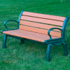 Frog Furnishings Recycled Plastic 4 ft. Heritage Bench, Cedar Bench/Green Frame