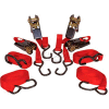 K-Tool 73870 900 Lb. Cap. Cargo Control Ratchet Tie Down Strap 15' x 1" PVC Coated Hooks - 4 Pack