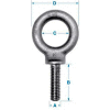 Forgeage de Ken K2024-UNF - Boulon à œil carbone - Motif de l’épaule - 7/16-20 - 1-3/8" shank - Fabriqué aux États-Unis