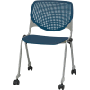 KFI pile fauteuil avec roulettes et dos perforé -  Siège en plastique - Marine - Série KOOL