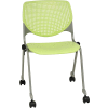 KFI pile fauteuil avec roulettes et dos perforé -  Siège en plastique - Vert lime - Série KOOL