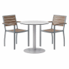KFI 3-Piece Outdoor Dining Set, 30 « L x 29 « H Table, Gris w / Silver Frame