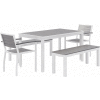 KFI Seating 5 Pièces Ensemble de salle à manger en plein air, gris avec cadre blanc