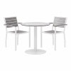 KFI 3-Piece Outdoor Dining Set, 30 « L x 29 « H Table, Blanc w / Cadre blanc
