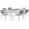 KFI Seating 7 Pièces Ensemble de salle à manger en plein air, gris avec cadre blanc