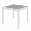 KFI 35" Table extérieure carrée - Haut gris de polymère - Cadre en aluminium blanc - Série Ivy