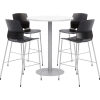 KFI 36 » Table bistro ronde et 4 Barstool Set, Table Blanche avec tabourets noirs