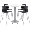 KFI 36 » Square Bistro Table & 4 Barstool Set, Table Blanche avec tabourets noirs