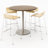 KFI 42 » Table à manger ronde et 4 Barstool Set, Table studio en teck avec tabourets naturels