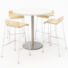 KFI 42 » Table ronde à manger et 4 Barstool Set, Designer White Table With Natural Stools