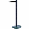 Rollabarrier® Retractable Belt Barrier, 38" Black Wrinkle Post, 13' Black Belt