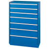 Lista® 7 tiroir faible profondeur, 59-1/2" H - Bleu vif, clé identique