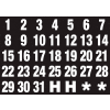Magna Visual Magnetic Heading Calendar Dates, Numéros 1-31, Blanc sur Noir