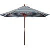 Parapluie de la Californie 9' Patio Umbrella - Bande blanche de Cabana de marine - Pôle de bois franc - Série Grove