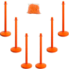 M. Chain Medium Duty Plastic Stanchion Kit With 2"x50'L Chain, 40"H, Safety Orange, 6 Pack