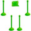M. Chain Heavy Duty Plastic Stanchion Kit With 2"x50'L Chain, 41"H, Safety Green, 4 Pack