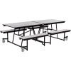 Table de cafétéria mobile NPS® avec bancs fixes, 97 « L x 56"W, cadre gris / noir